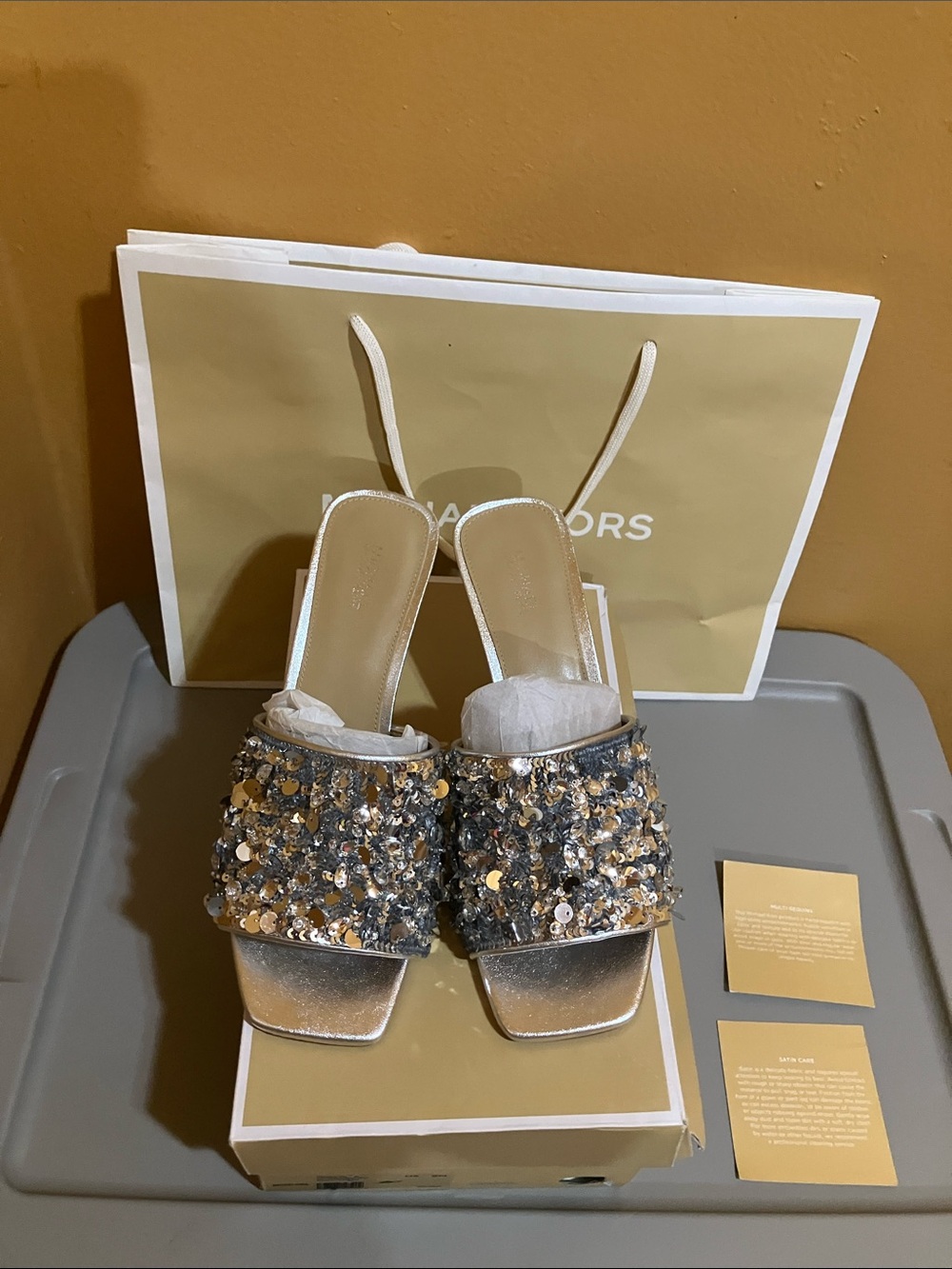 Michael Kors Silver Sequin Slide Mules
